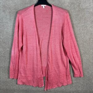 Eileen Fisher Linen Blend Cardigan Pink Open Front Knit Sweater Plus Size 2X